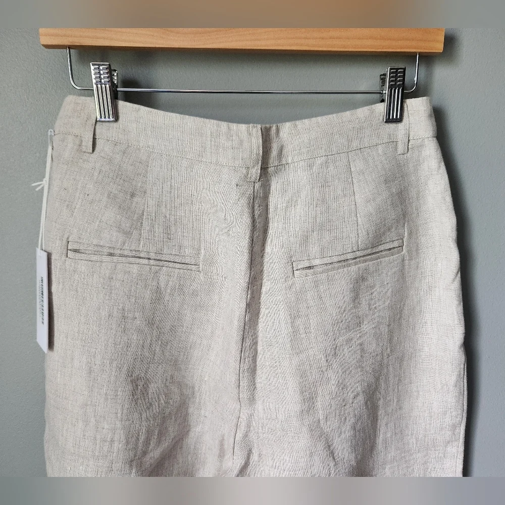Reformation Mason Linen Pants Oatmeal Size 8 NWT